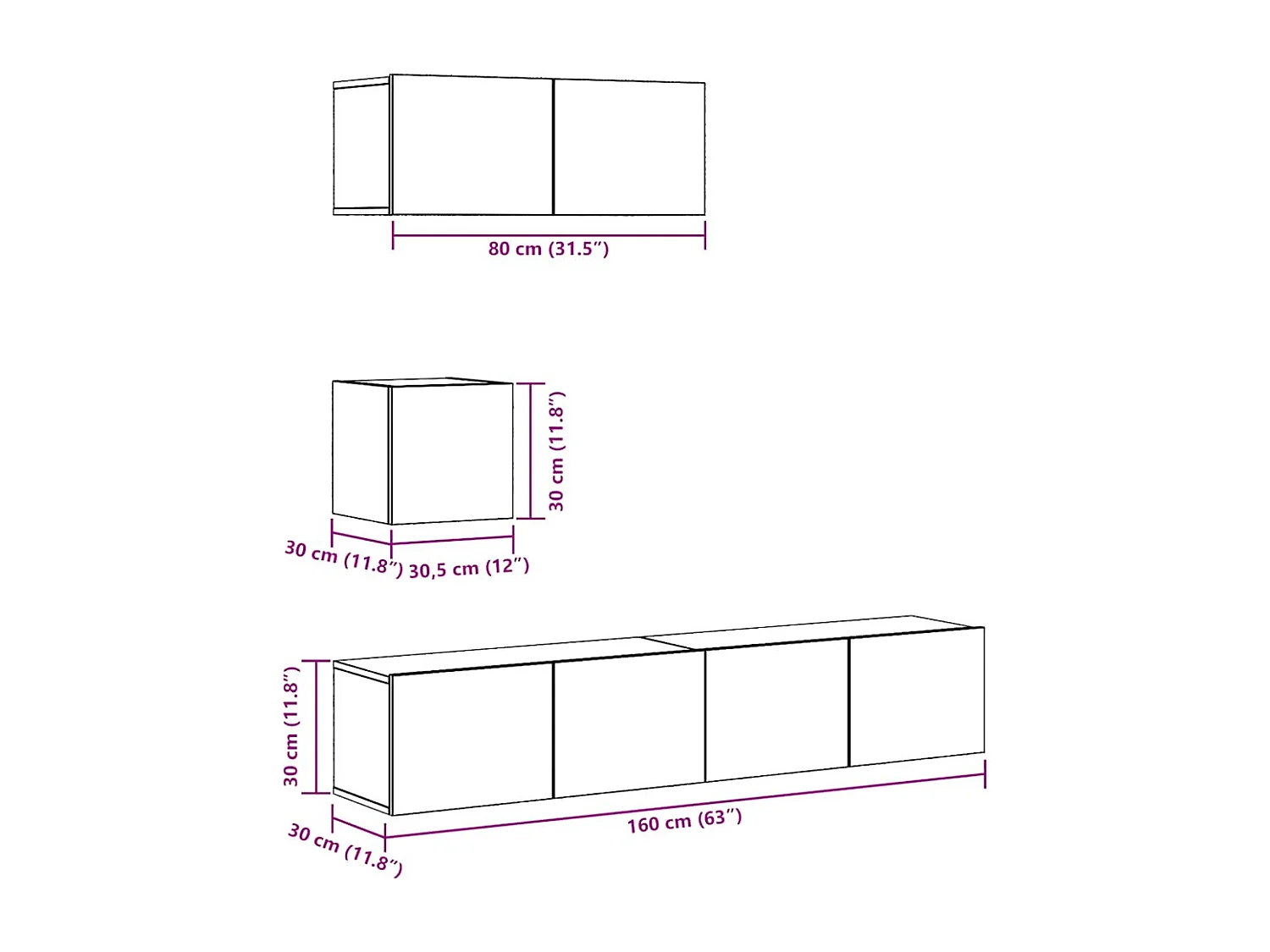 Ensemble de meuble TV mural 4 pcs chêne artisanal