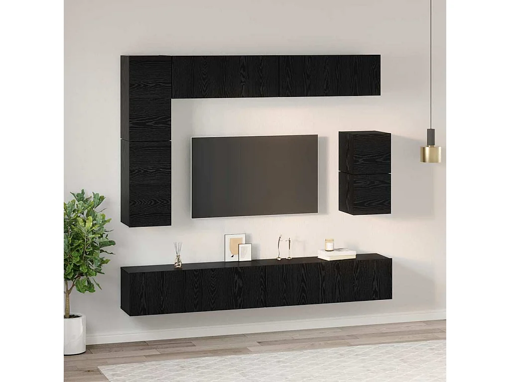 Ensemble meuble TV 8 pcs Chêne noir Bois d'ingénierie