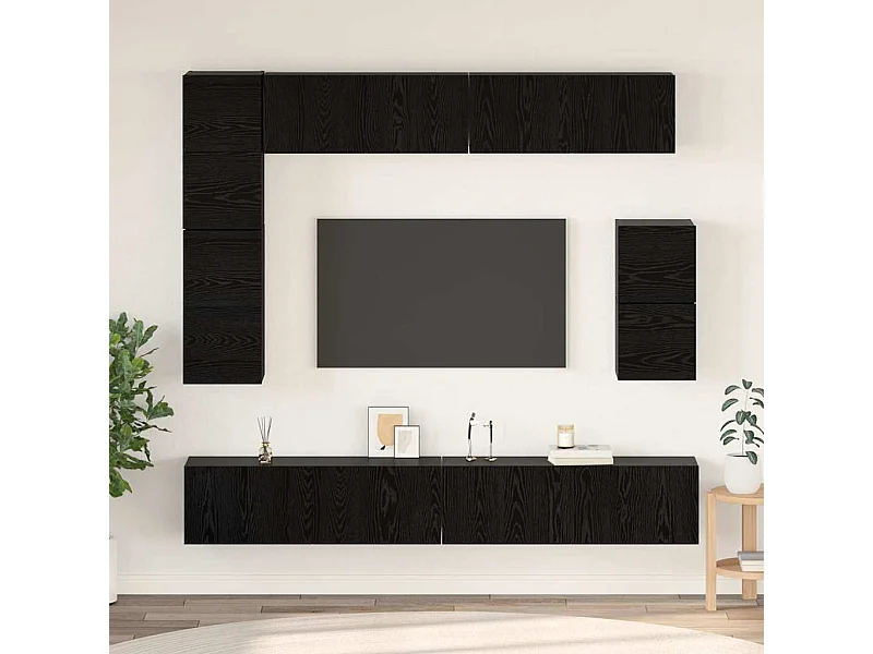 Ensemble meuble TV 8 pcs Chêne noir Bois d'ingénierie