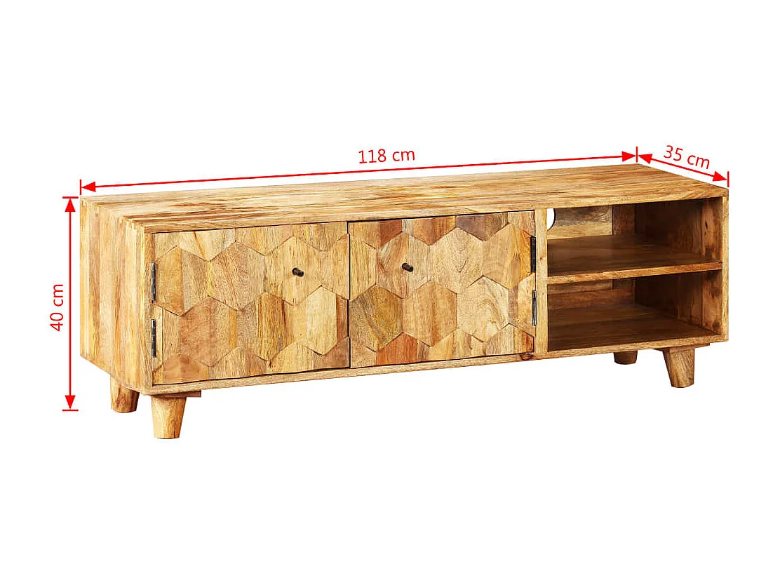 Meuble TV Bois massif de manguier 118 x 35 x 40 cm