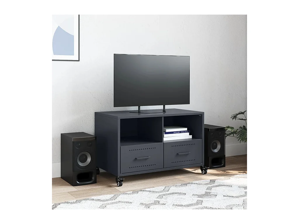 Meuble TV anthracite 68x39x43,5 cm acier