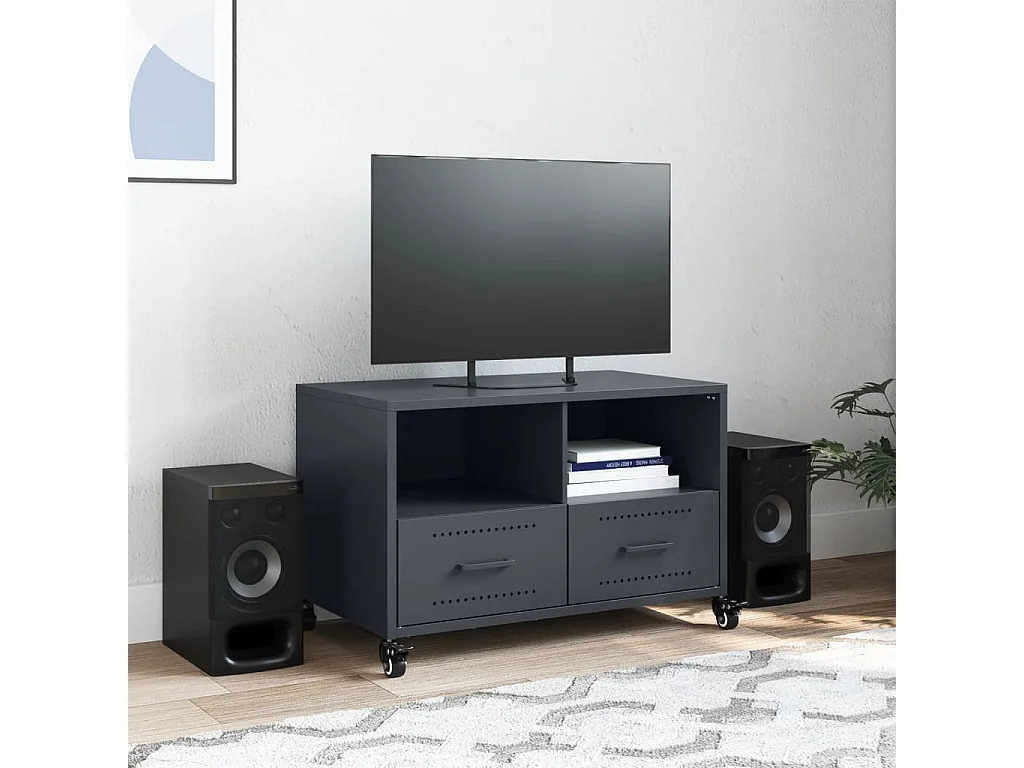 Meuble TV anthracite 68x39x43,5 cm acier