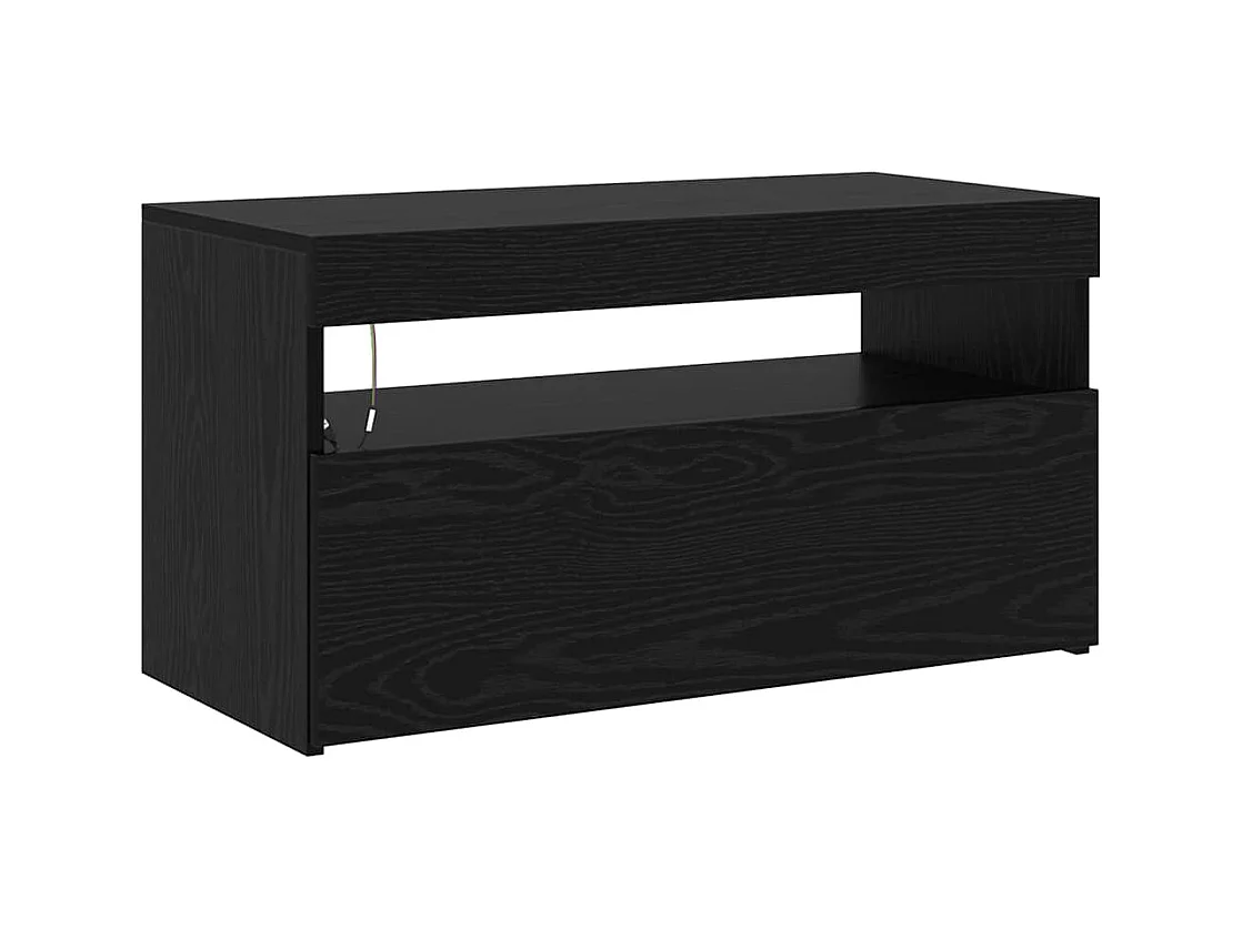 mobili TV con luci a LED in legno ingegnerizzato color rovere nero