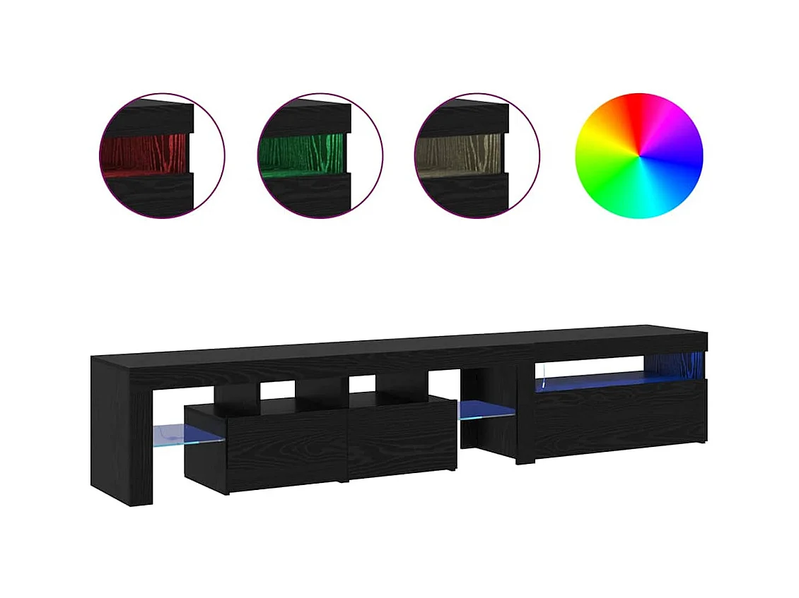 mobili TV con luci a LED in legno ingegnerizzato color rovere nero