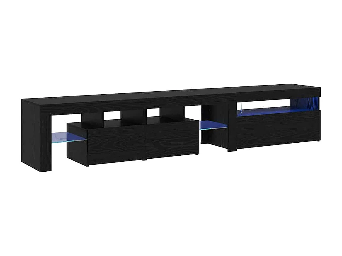 Cabinets TV 2 pcs avec lumières LED Chêne noir Bois d'ingénierie