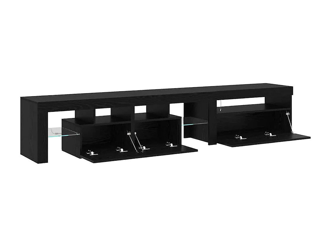 Cabinets TV 2 pcs avec lumières LED Chêne noir Bois d'ingénierie