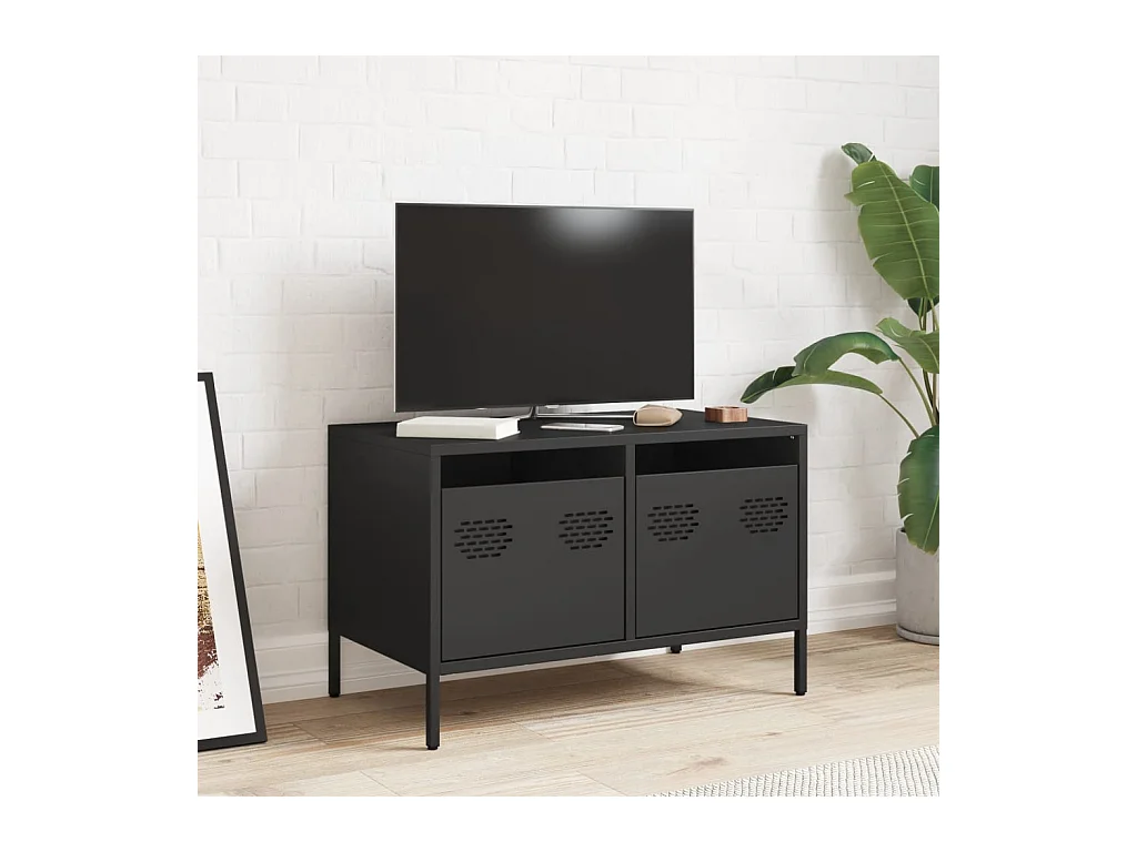 Meuble TV noir 68x39x43,5 cm acier laminé à froid