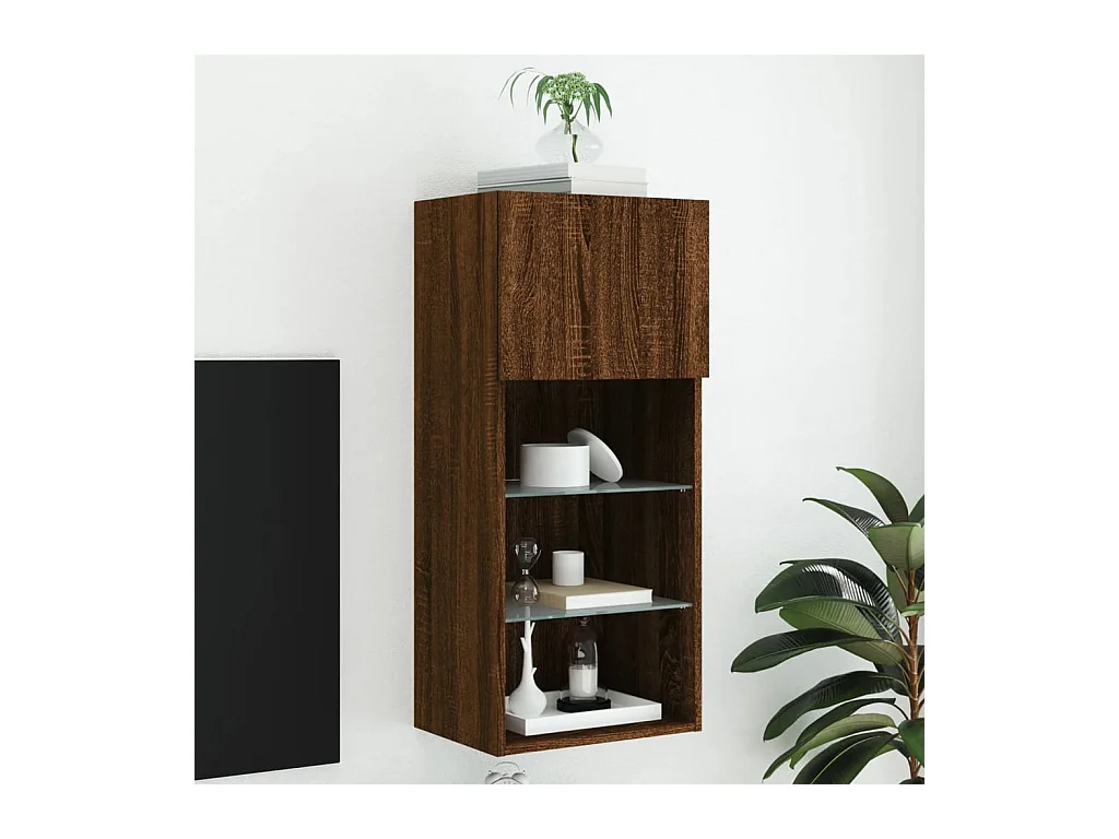 Meuble TV avec lumières LED chêne marron 40,5x30x90 cm