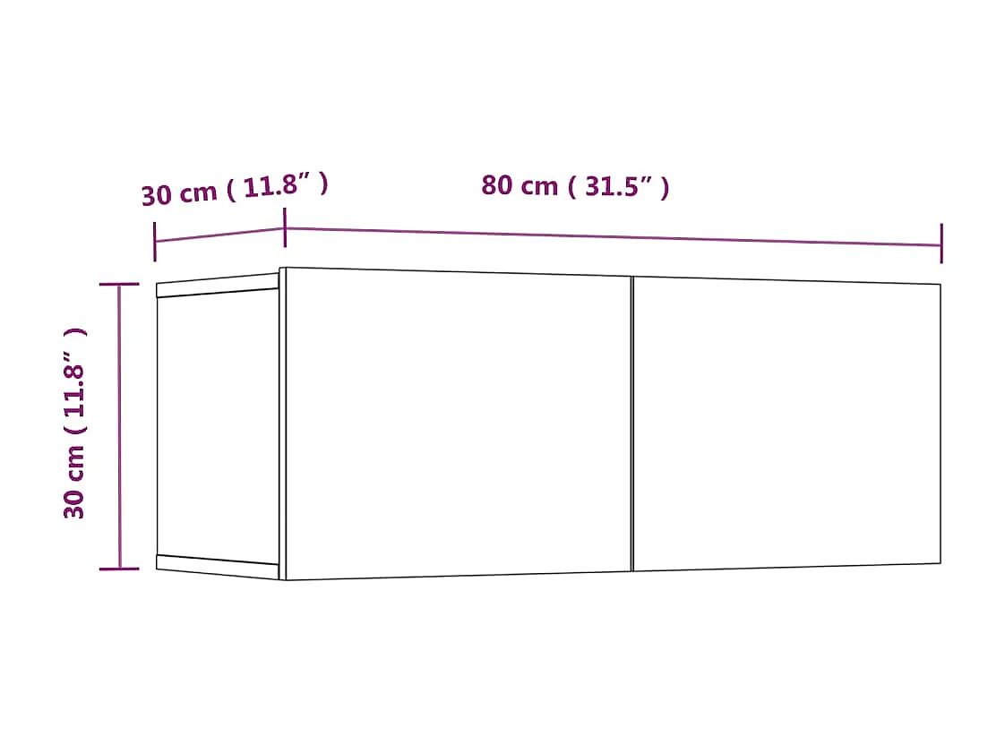 Set di mobili TV Sonoma Gray da 4 pezzi in legno ingegnerizzato