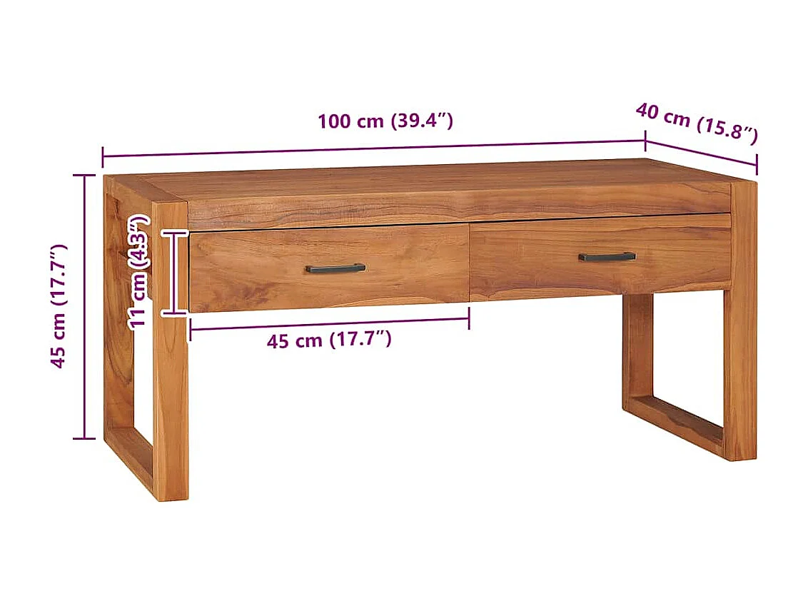 Mobile porta TV 100x40x45 cm Legno di teak