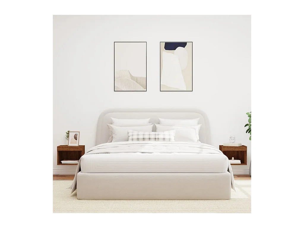 Wandnachtkastjes met LED-verlichting 2 stuks eikenbruin