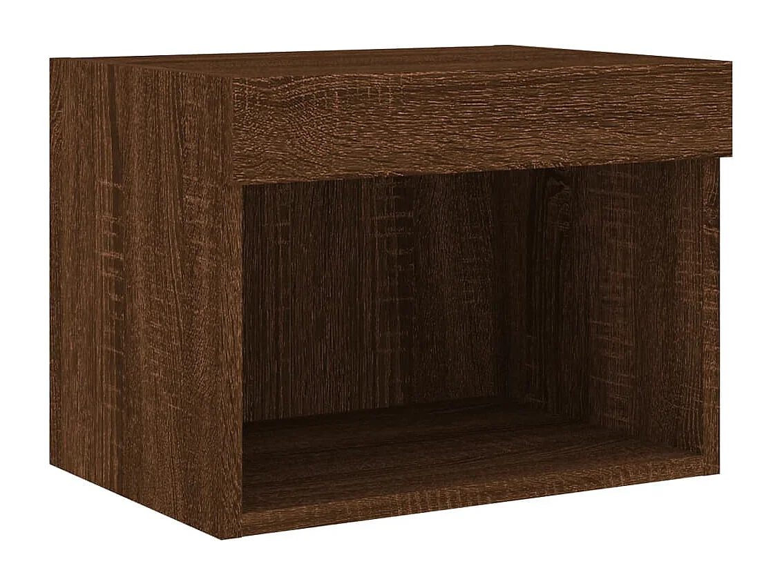 Comodini da parete con luci LED 2 pezzi rovere marrone
