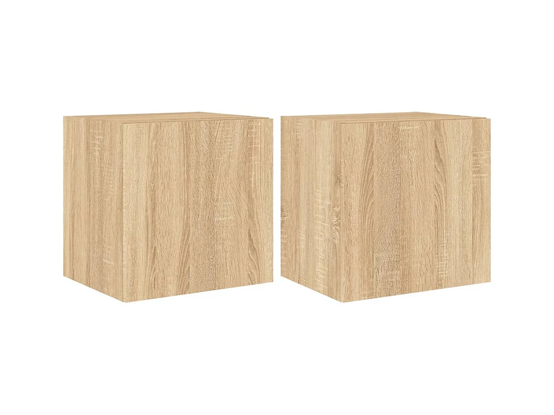 Wandmeubels met ledverlichting, 2 stuks, Sonoma eiken, 40,5x35x40 cm