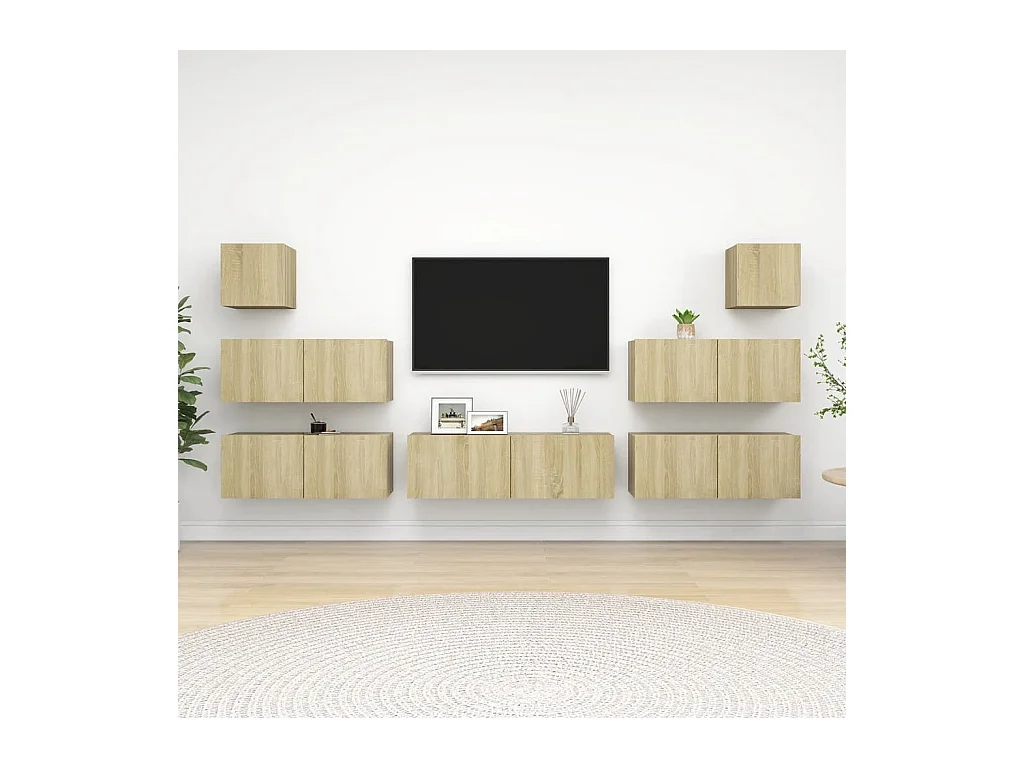 Ensemble de meuble TV 7 pcs Chêne sonoma Bois d'ingénierie