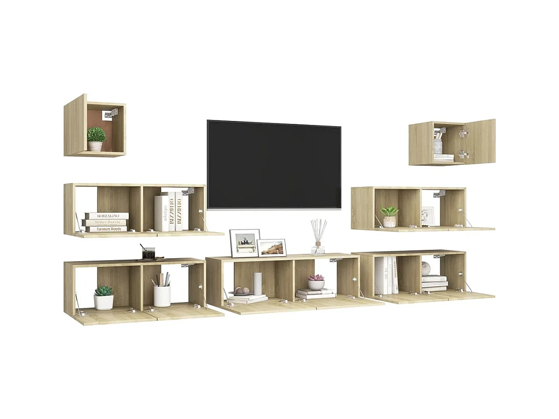 Ensemble de meuble TV 7 pcs Chêne sonoma Bois d'ingénierie