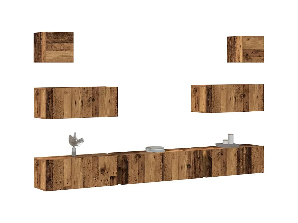 Ensemble de meuble TV mural 7 pcs vieux bois bois d'ingénierie