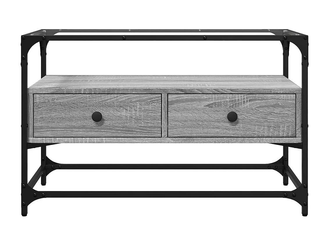 Mueble para TV con cubierta de vidrio y madera de ingeniería en color gris Sonoma