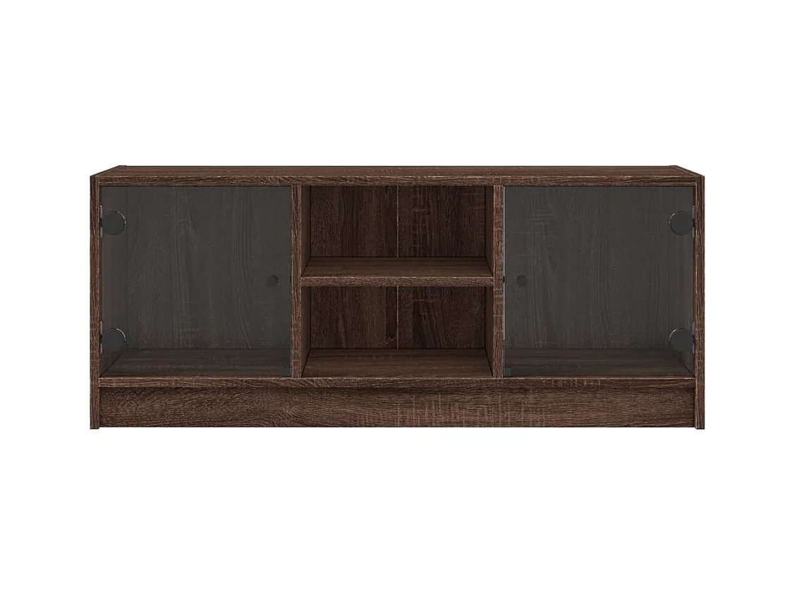 Meuble TV avec portes en verre chêne marron 102x37x42 cm