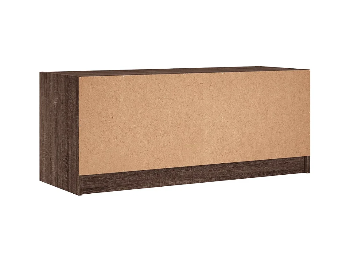 Meuble TV avec portes en verre chêne marron 102x37x42 cm