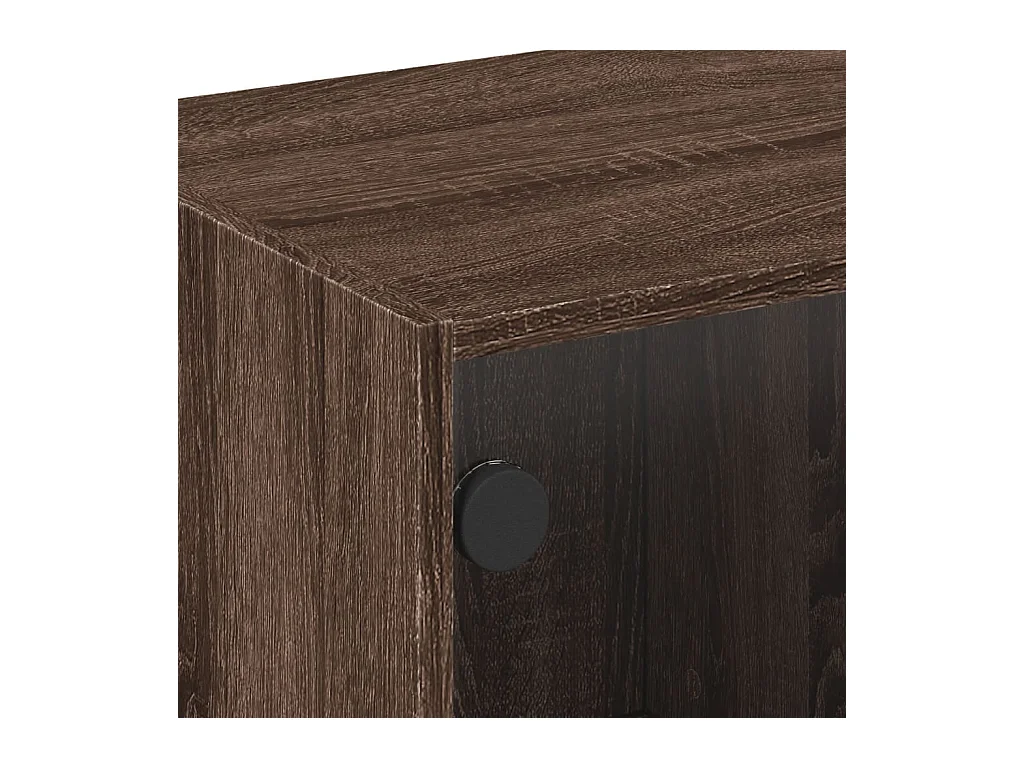 Meuble TV avec portes en verre chêne marron 102x37x42 cm