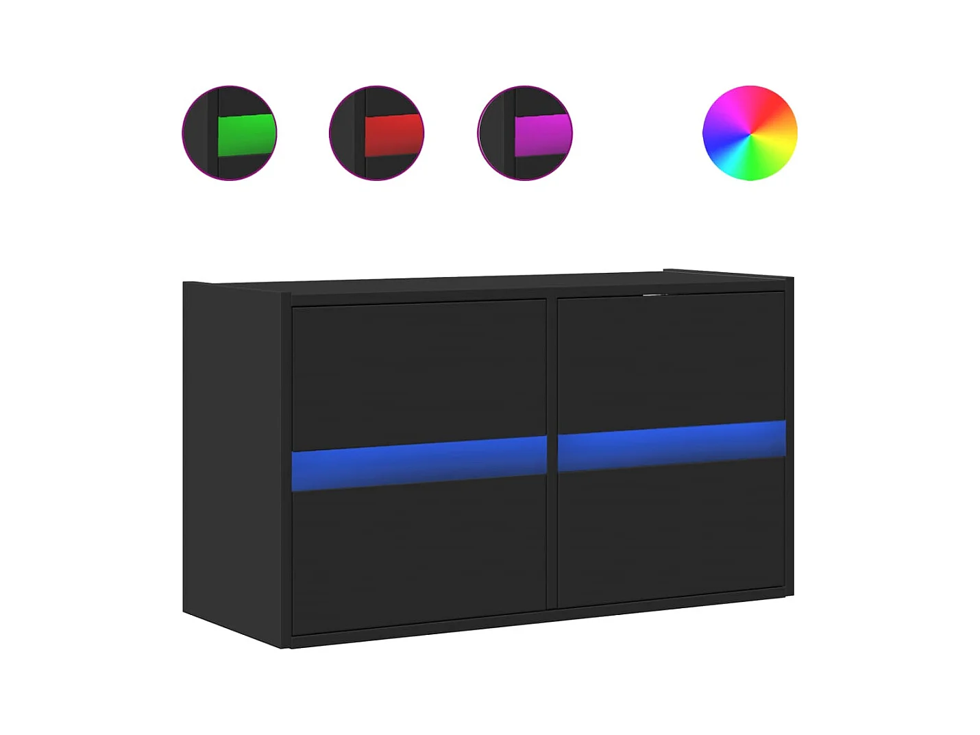 Mueble de TV de pared con luces LED negro 80x31x45 cm