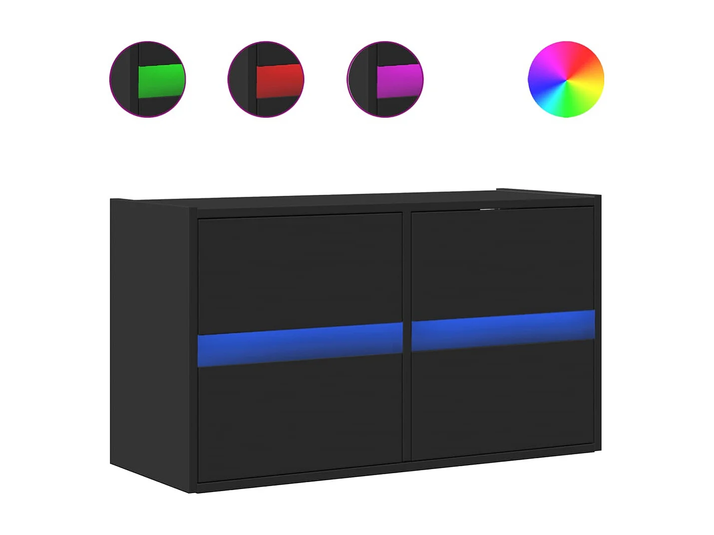 Mobile porta TV a parete con luci LED nero 80x31x45 cm