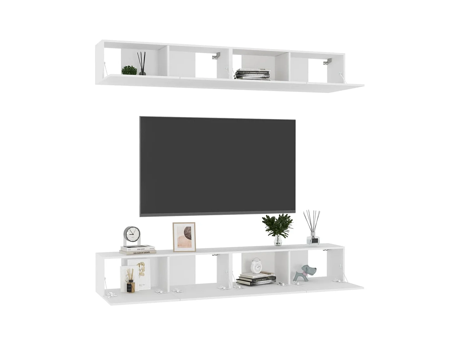 TV-kast 4 stuks Wit 100x30x30 cm Bewerkt hout