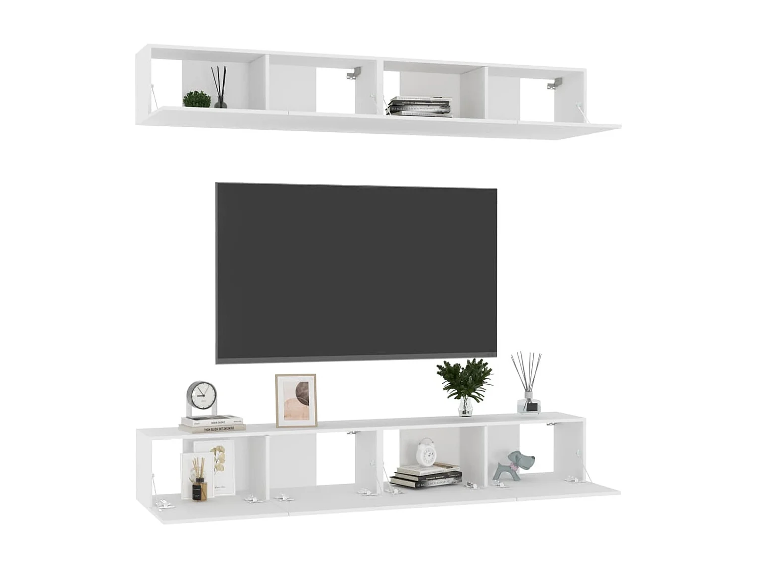 Mobile TV 4 pezzi Bianco 100x30x30 cm Legno ingegnerizzato