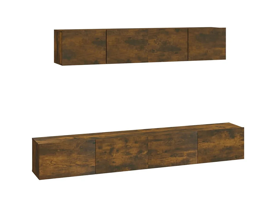 4-delige tv-meubelset Gerookt Eikenhout