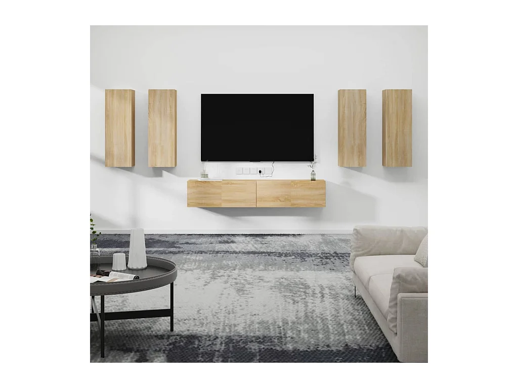 6-delige tv-meubelset Sonoma eiken bewerkt hout