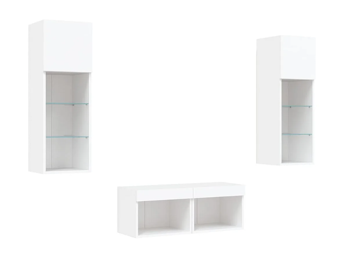 Meuble TV muraux 4 pcs avec lumières LED blanc
