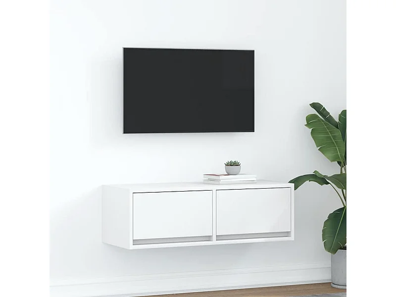 Meuble TV blanc 80x31x25,5 cm bois d'ingénierie