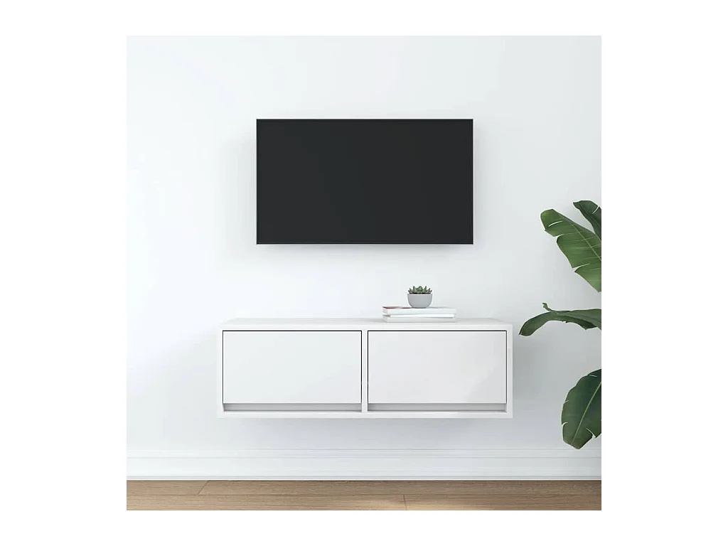 Meuble TV blanc 80x31x25,5 cm bois d'ingénierie