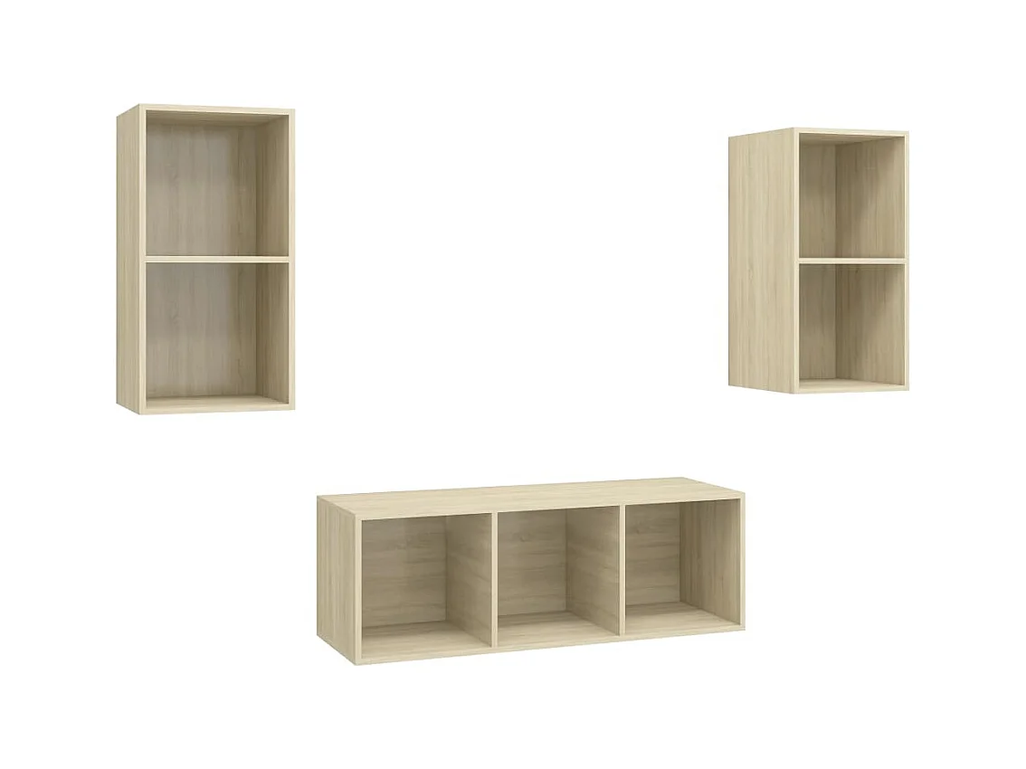Set di mobili TV da 3 pezzi in legno ingegnerizzato Sonoma Oak