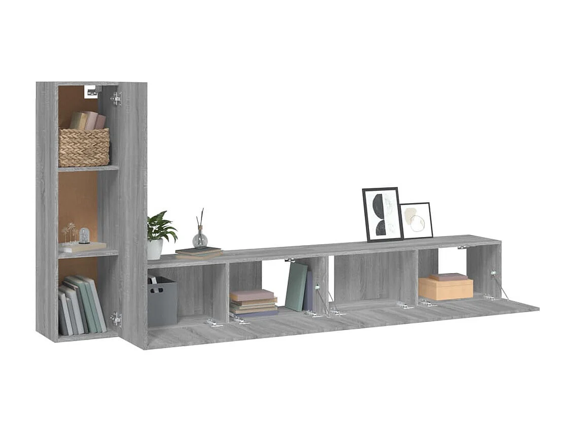 Set di mobili TV Sonoma Gray da 3 pezzi in legno ingegnerizzato