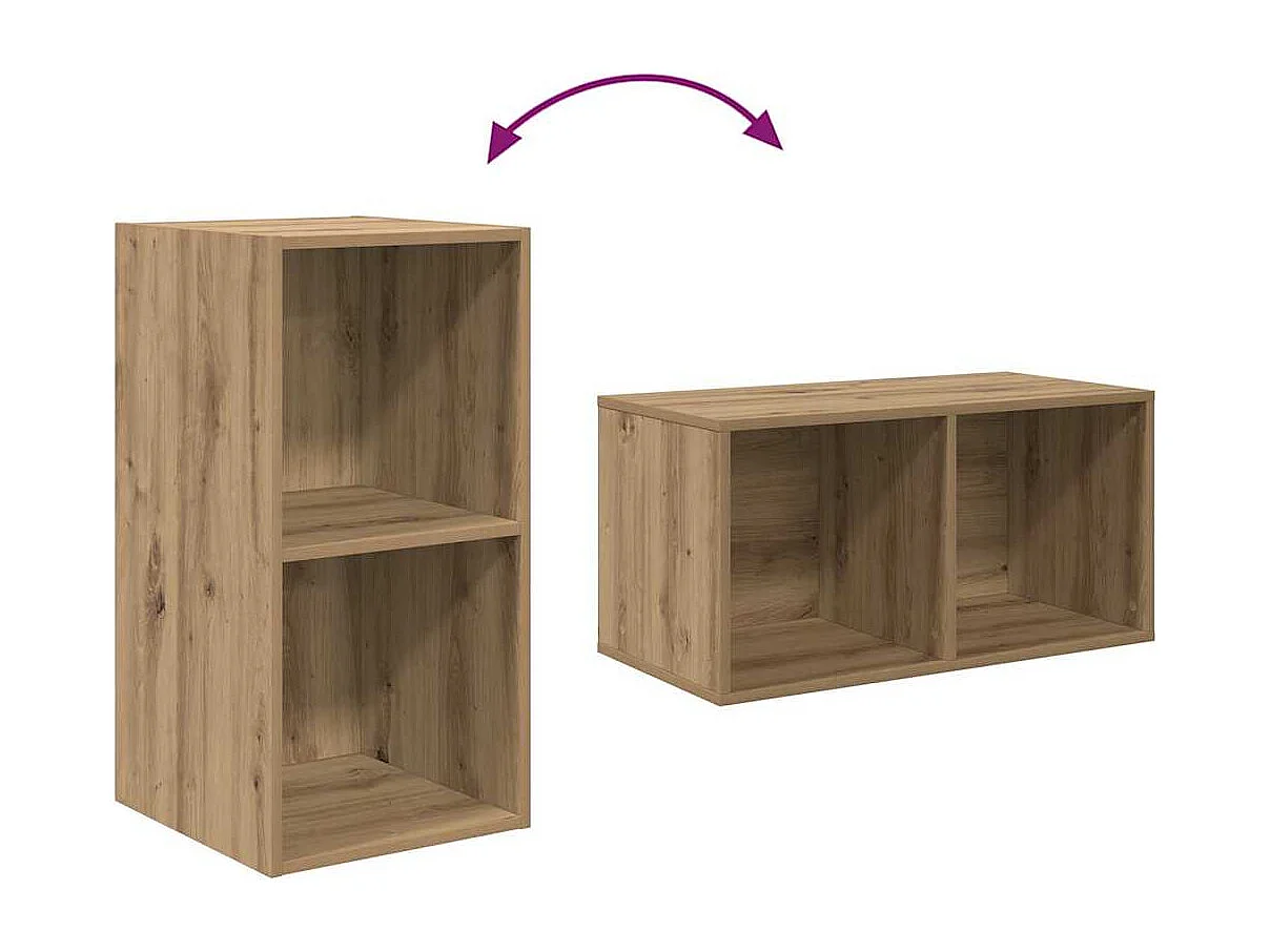 Conjunto de mueble de TV de 4 piezas, roble hecho a mano, 37 x 37 x 72 cm