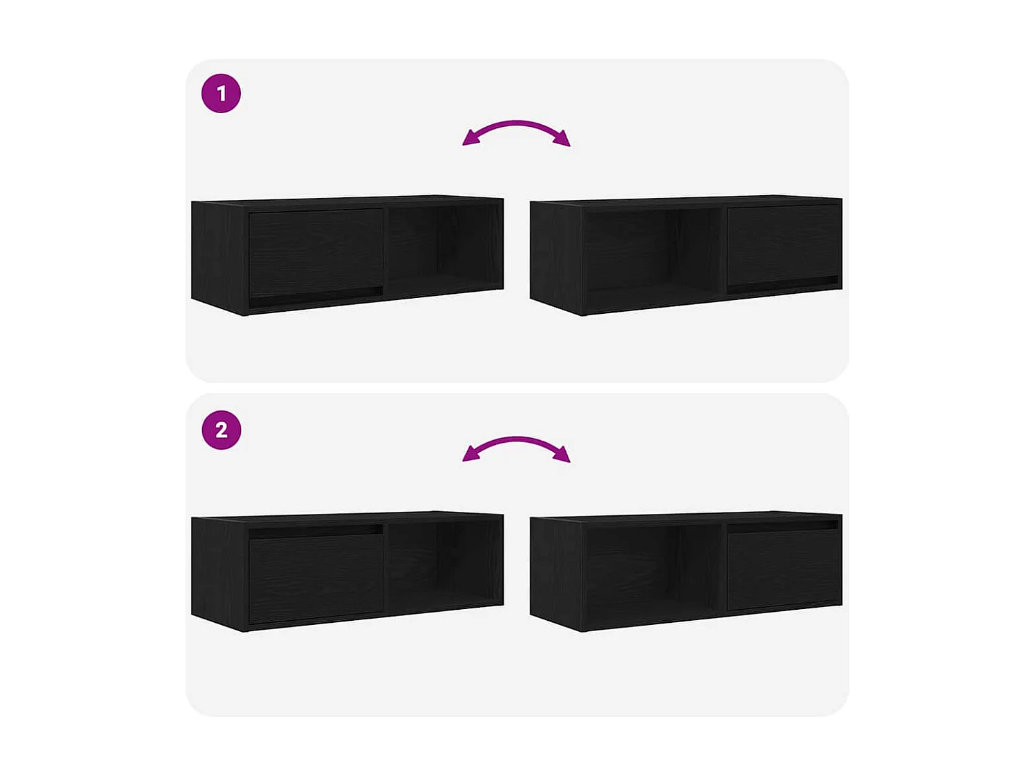 Meuble TV 2 pcs chêne noir 80x31x25,5 cm bois d'ingénierie