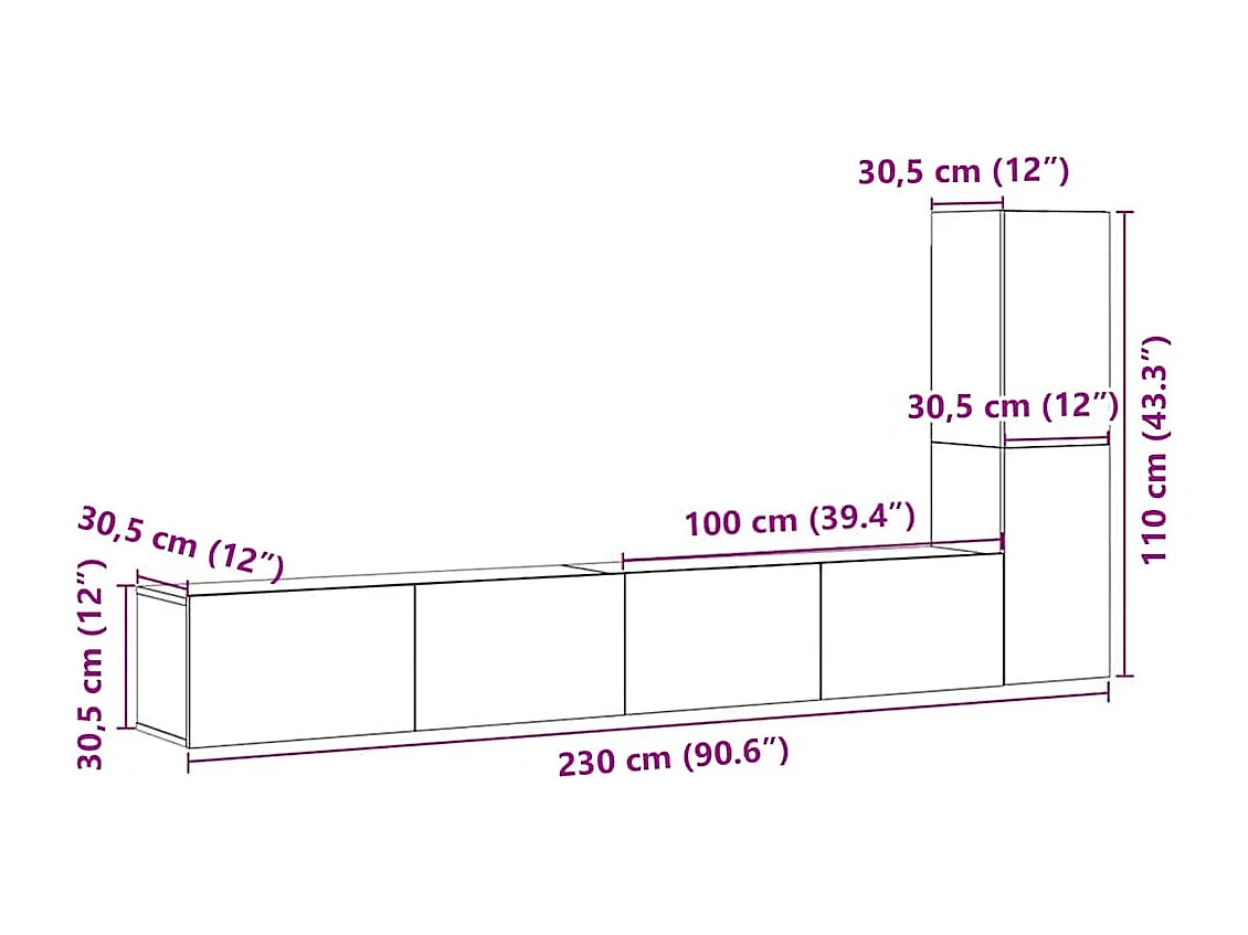 Meubles TV muraux 3 pcs vieux bois bois d'ingénierie