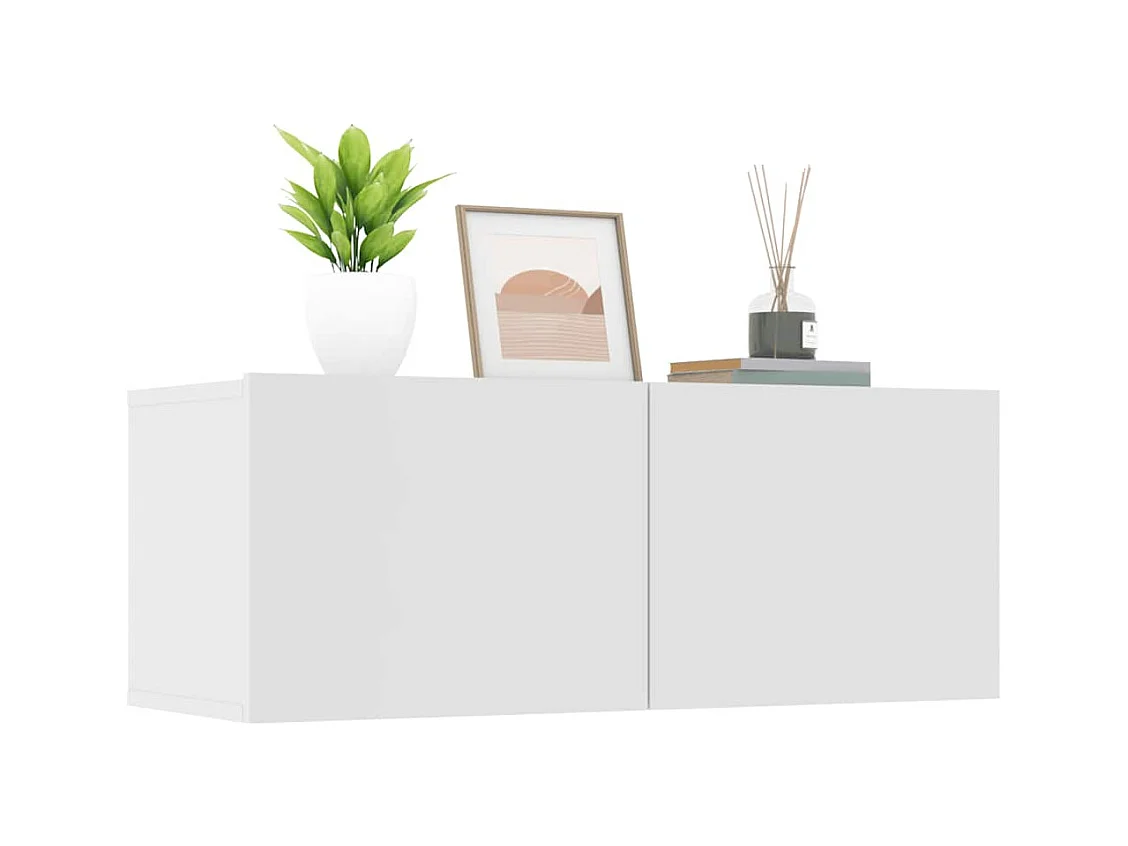 TV-kast 2 stuks wit 80x30x30 cm bewerkt hout