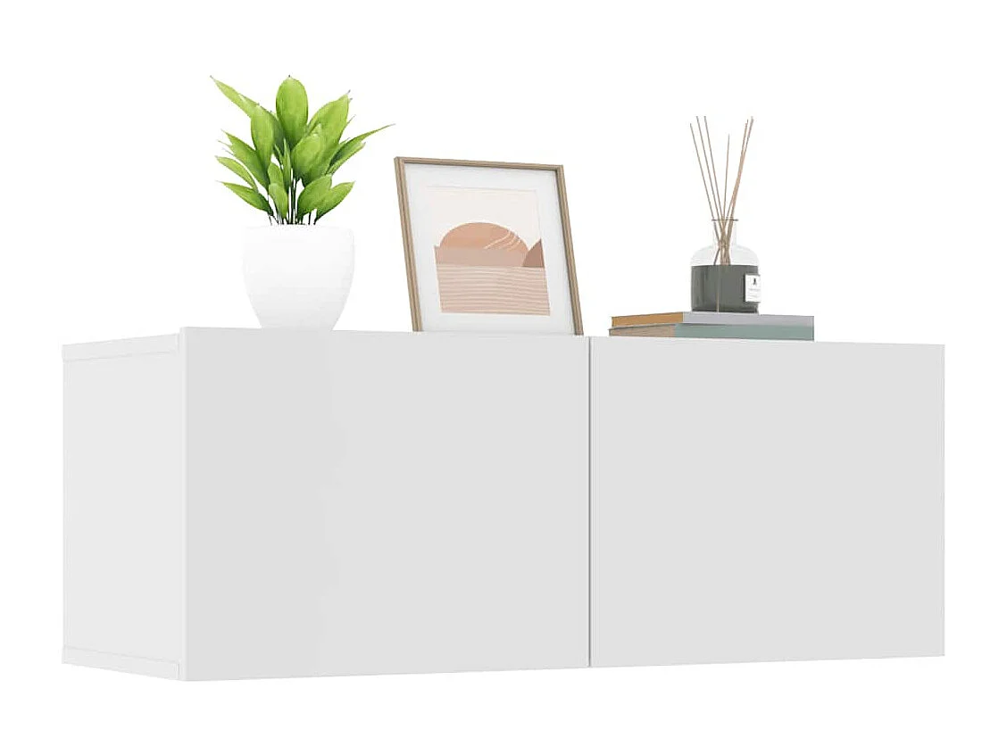 Mobile TV 2 pezzi bianco 80x30x30 cm in legno ingegnerizzato