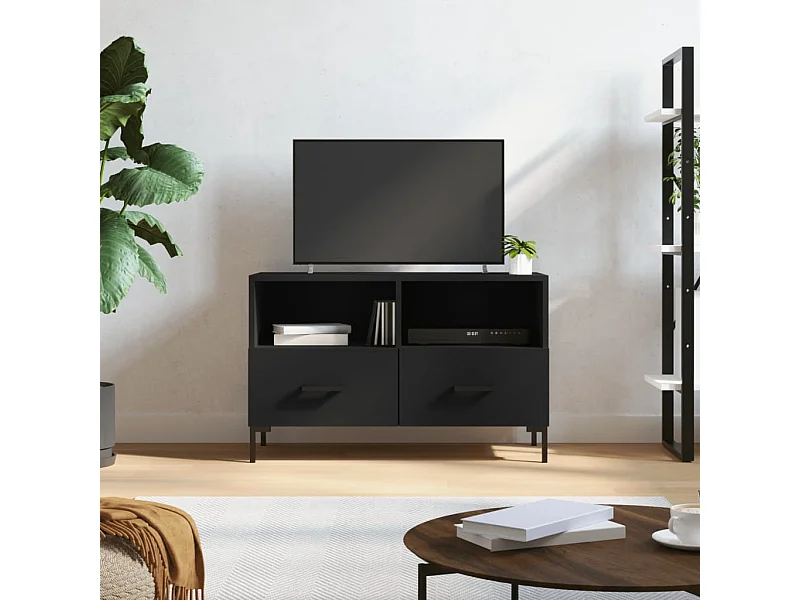 Mueble de TV negro 80x36x50 cm Madera de ingeniería