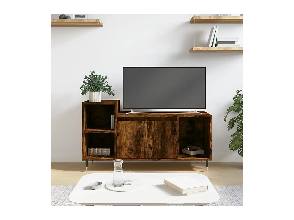 Meuble TV Chêne fumé 100x35x55 cm Bois d'ingénierie