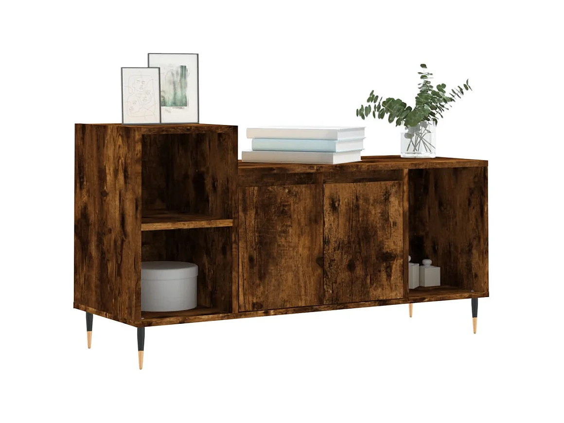 Meuble TV Chêne fumé 100x35x55 cm Bois d'ingénierie