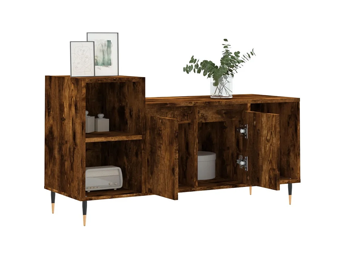 Meuble TV Chêne fumé 100x35x55 cm Bois d'ingénierie