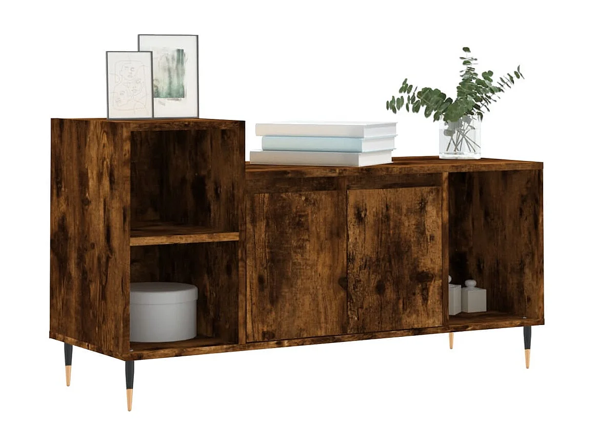 Meuble TV Chêne fumé 100x35x55 cm Bois d'ingénierie