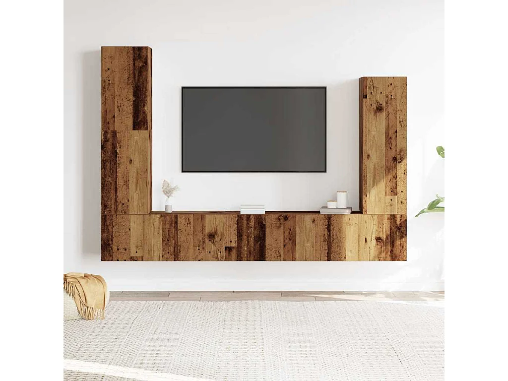 Ensemble de meuble TV mural 4 pcs vieux bois bois d'ingénierie