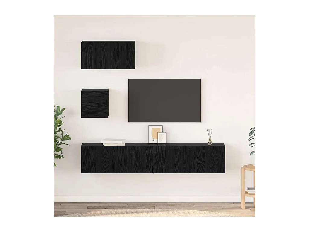 Ensemble meuble TV 4 pcs Chêne noir 80 x 30 x 30 cm