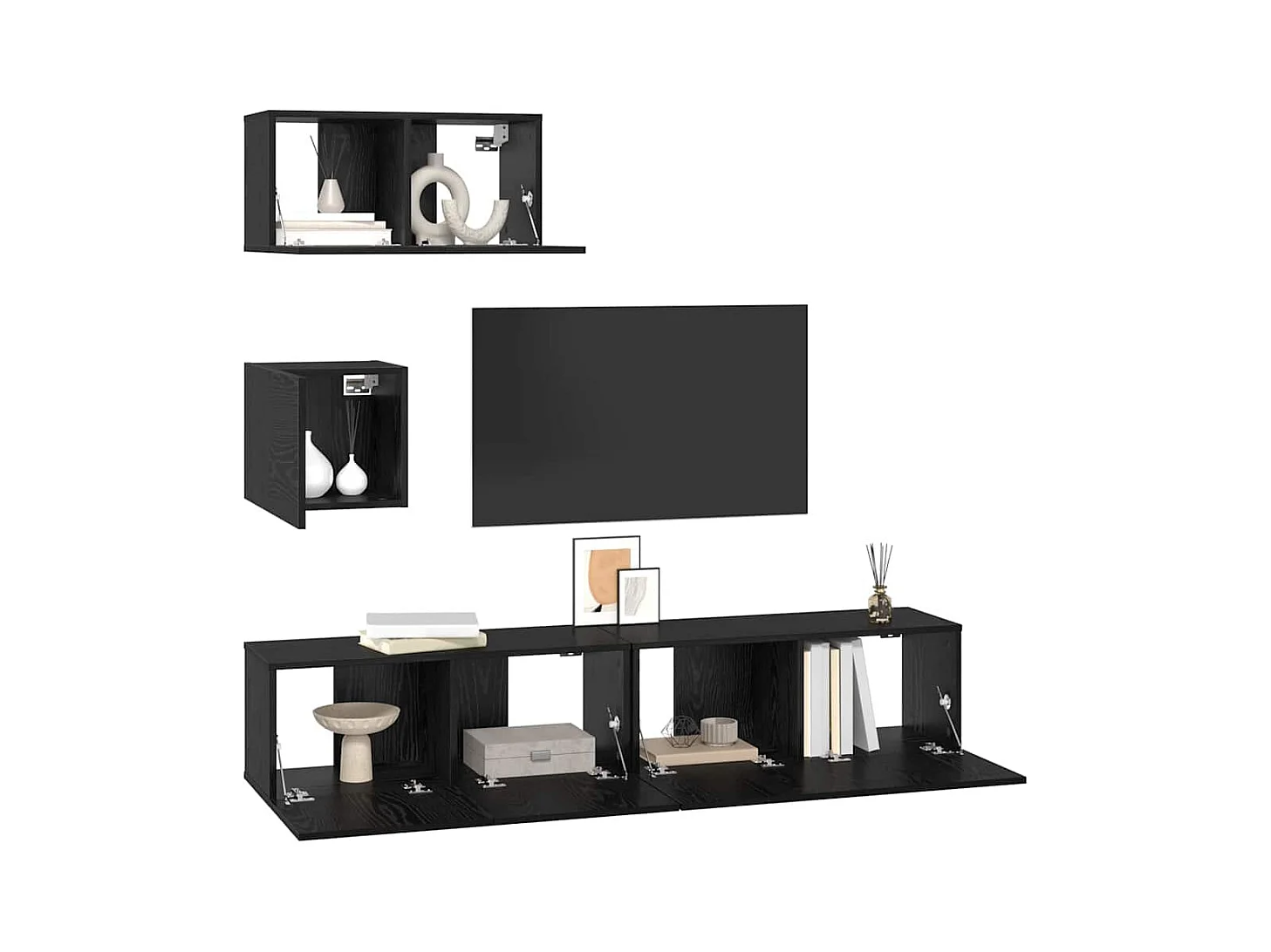 Ensemble meuble TV 4 pcs Chêne noir 80 x 30 x 30 cm