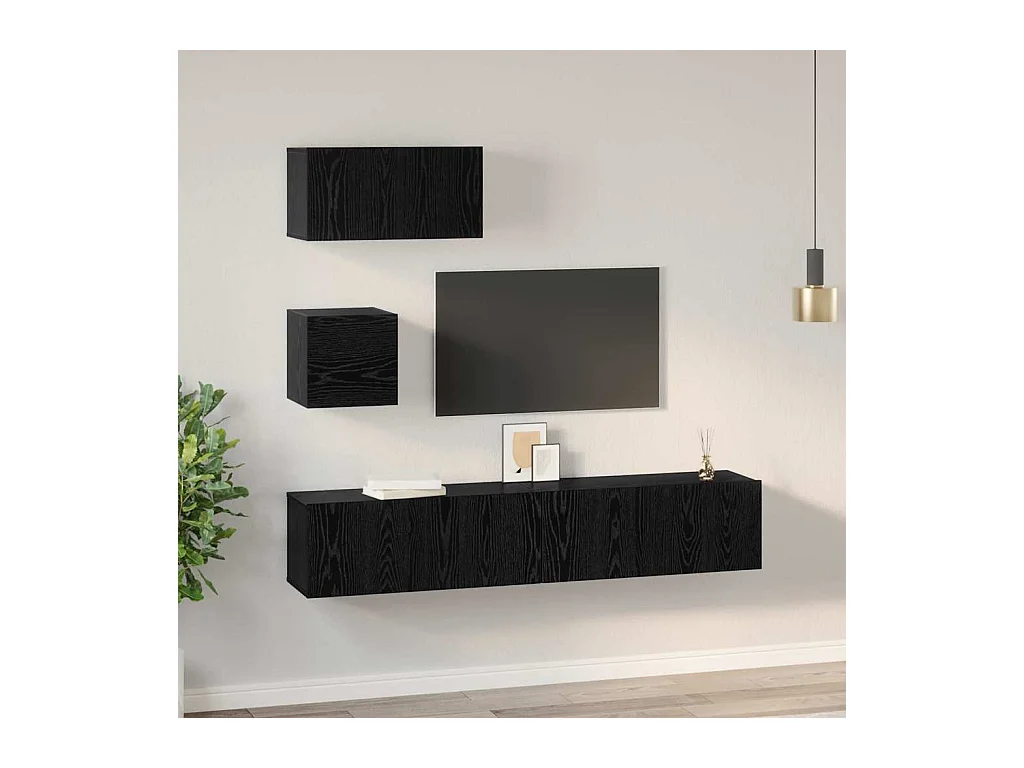 Ensemble meuble TV 4 pcs Chêne noir 80 x 30 x 30 cm