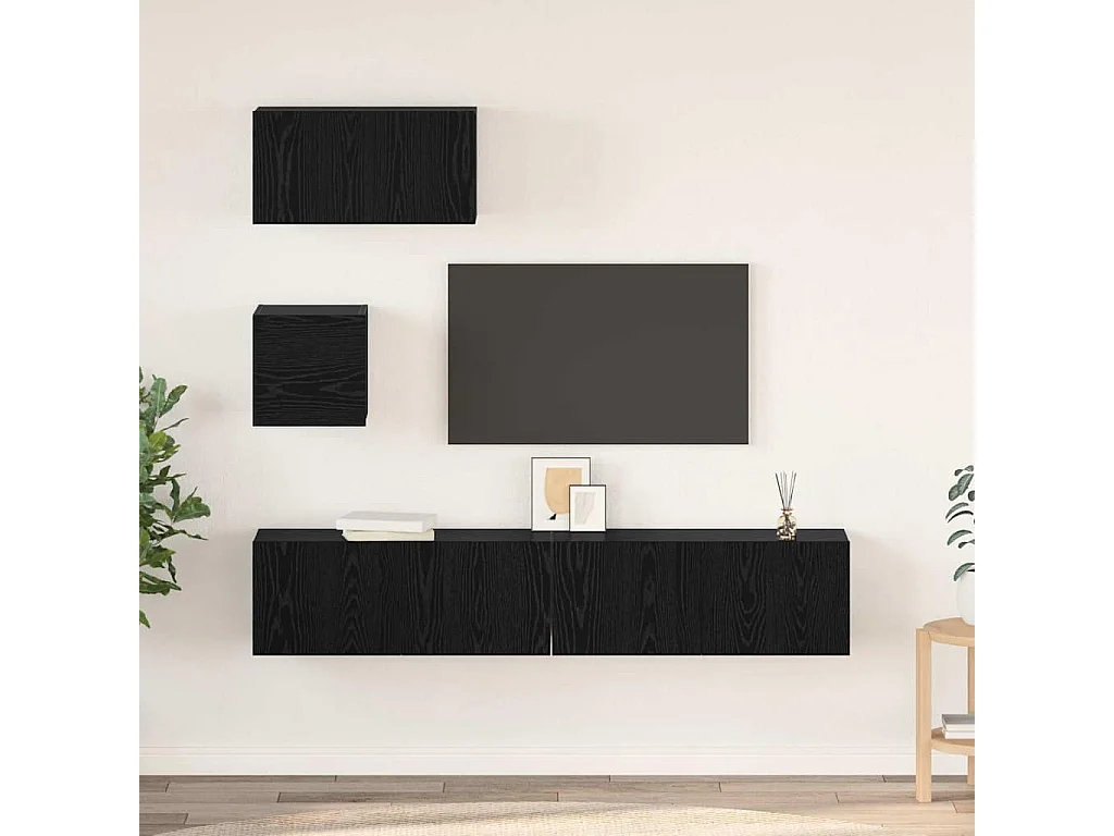 Ensemble meuble TV 4 pcs Chêne noir 80 x 30 x 30 cm